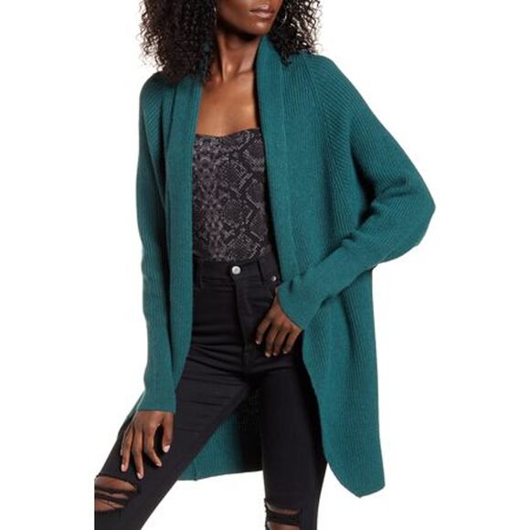 NWT Leith Dolman Green Knit Open Front Knit Cardigan Sweater Size Small - Picture 1 of 7